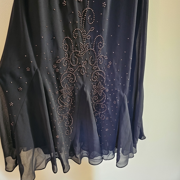 R & M Richards Navy Beaded Cocktail Slip Maxi Dress Fairy Whimsigoth Size 20 Y2K - Picture 4 of 7